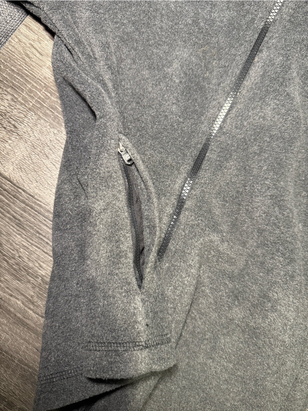 Calvin Klein Gray Zippered Fleece Jacket with Sleeve Logo - Picture 11 of 15